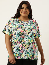 Abstract Floral Printed T-Shirt