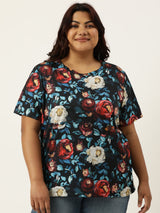 Painted Floral Printed T-Shirt